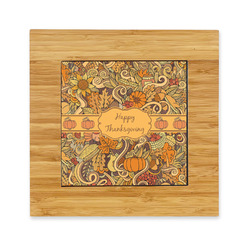 Thanksgiving Bamboo Trivet with Ceramic Tile Insert