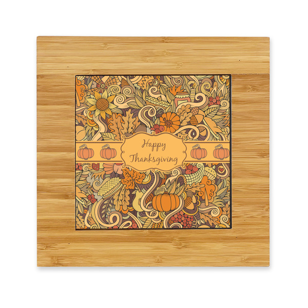 Custom Thanksgiving Bamboo Trivet with Ceramic Tile Insert