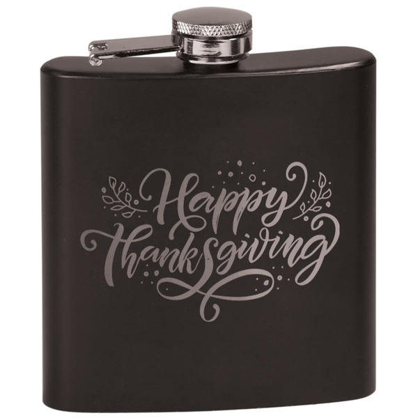 Custom Thanksgiving Black Flask Set