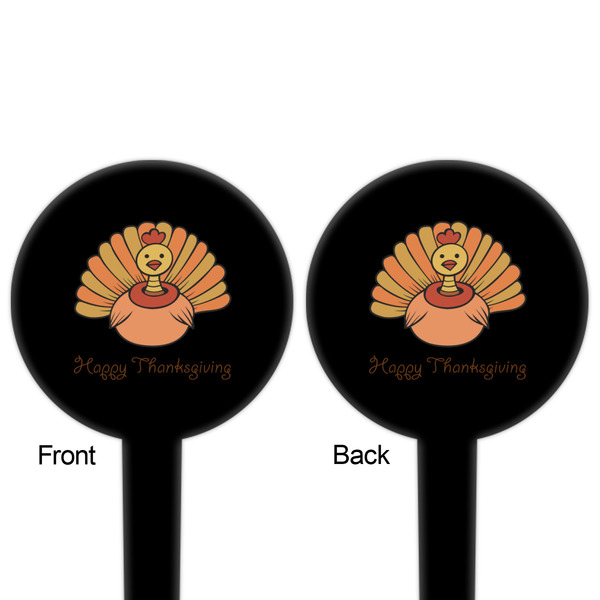 Thanksgiving Black Plastic 4" Food Pick - Round - Double Sided - Front & Back