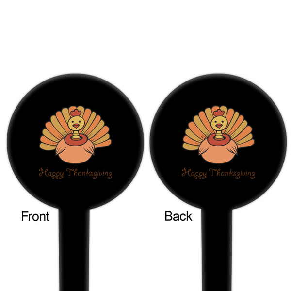 Thanksgiving Black Plastic 6" Food Pick - Round - Double Sided - Front & Back