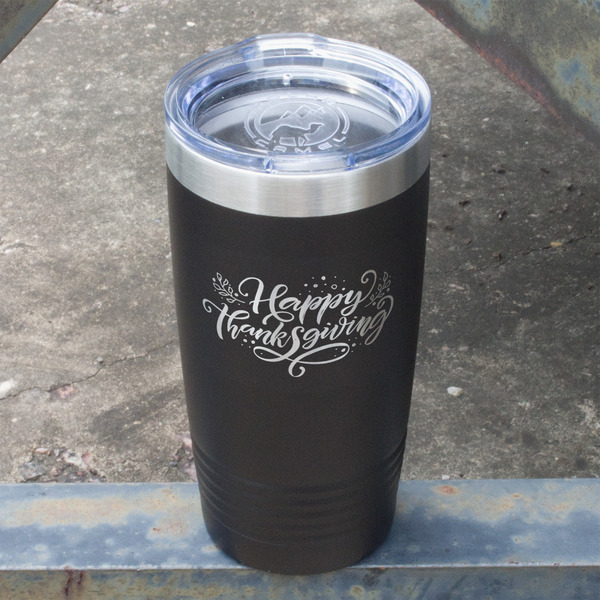 Thanksgiving Black Polar Camel Tumbler - 20oz - Angled