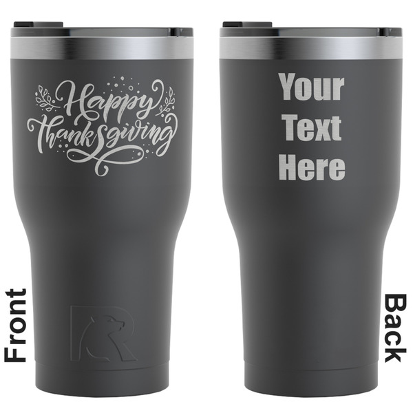 Custom Thanksgiving RTIC Tumbler - Black - Engraved Front & Back (Personalized)