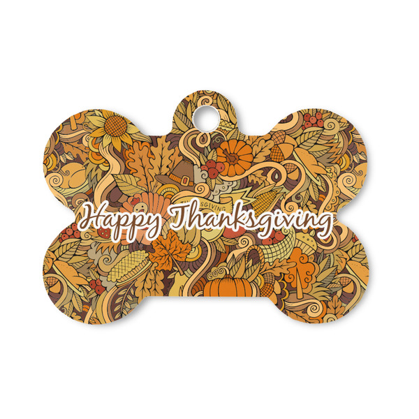Custom Thanksgiving Bone Shaped Dog ID Tag - Small