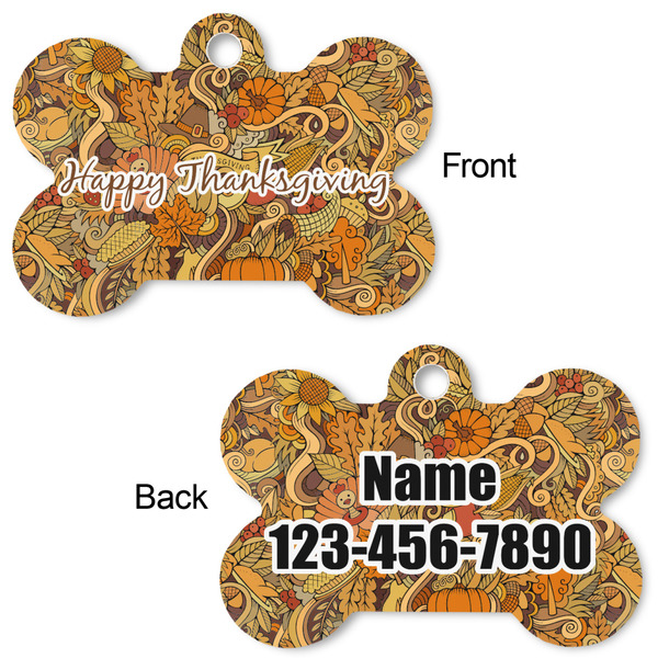 Thanksgiving Bone Shaped Dog Tag - Front & Back