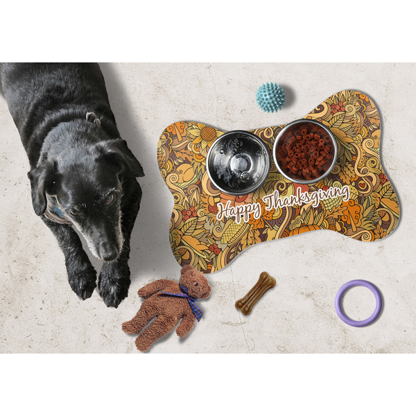 Thanksgiving Bone Shaped Mat w/ Food & Water