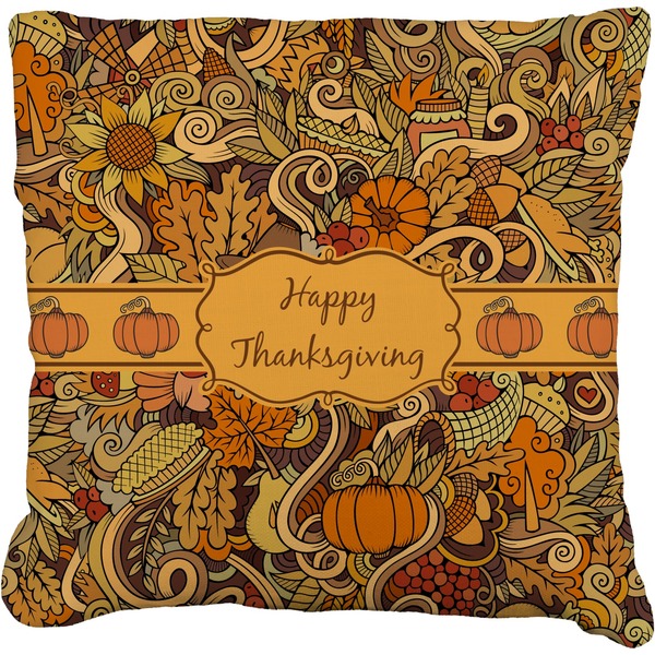 Custom Thanksgiving Faux-Linen Throw Pillow 18" (Personalized)