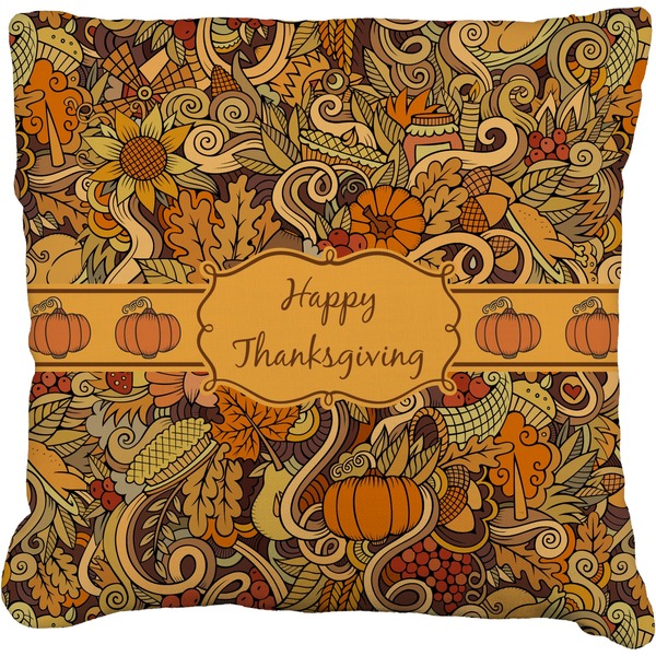 Custom Thanksgiving Faux-Linen Throw Pillow (Personalized)