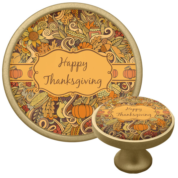 Custom Thanksgiving Cabinet Knob - Gold