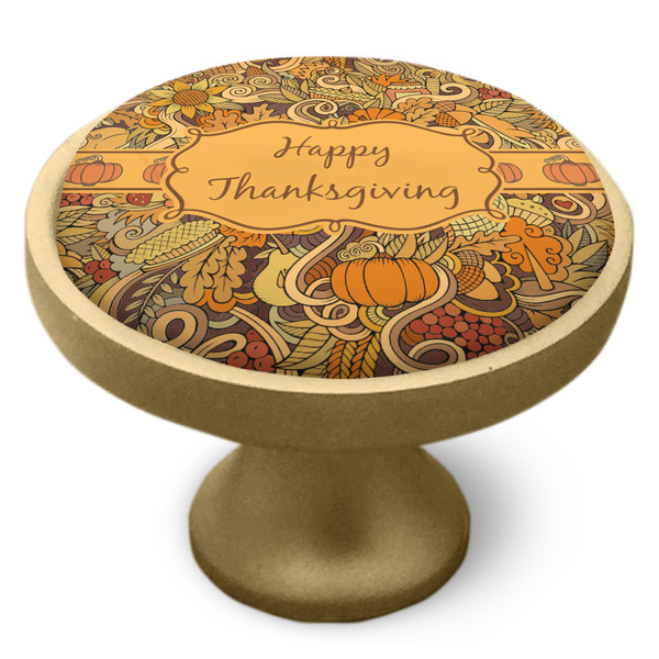 Thanksgiving Cabinet Knob - Gold - Side