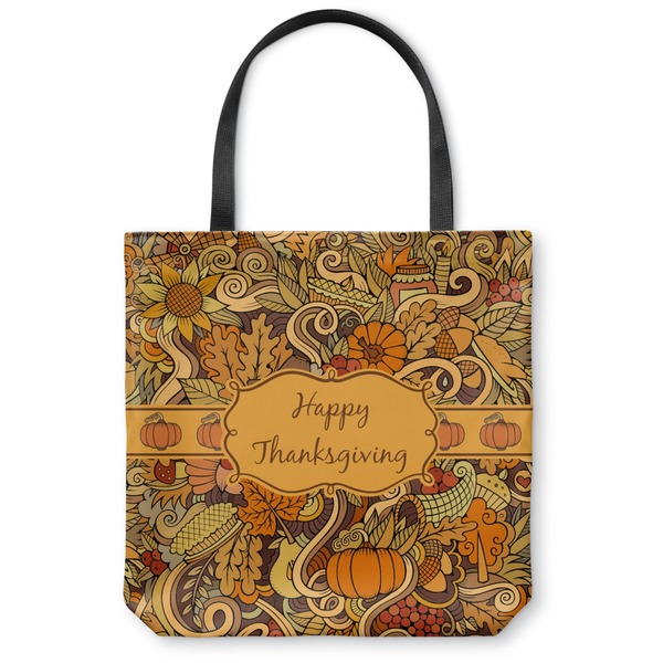 Custom Thanksgiving Canvas Tote Bag - Large - 18"x18" (Personalized)