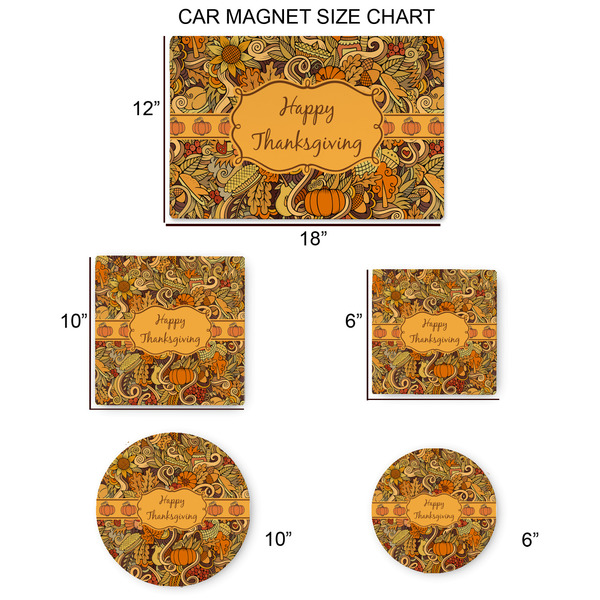 Thanksgiving Car Magnets - SIZE CHART