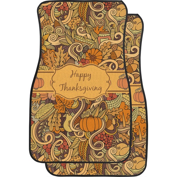 Custom Thanksgiving Car Floor Mats (Front Seat) (Personalized)