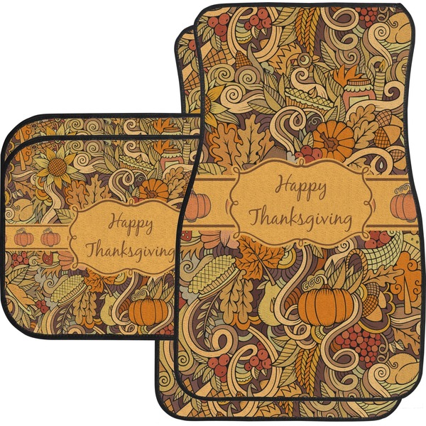 Custom Thanksgiving Car Floor Mats Set - 2 Front & 2 Back (Personalized)