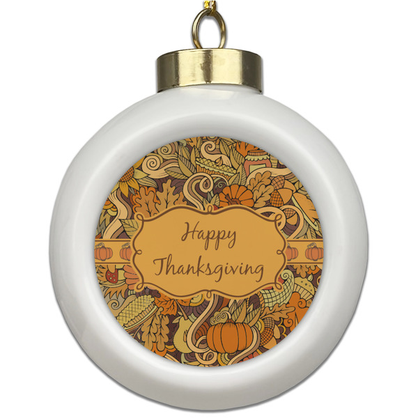 Custom Thanksgiving Ceramic Ball Ornament