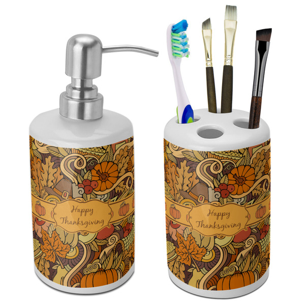 Custom Thanksgiving Ceramic Bathroom Accessories Set
