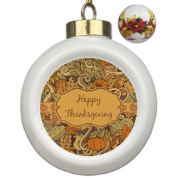 Thanksgiving Ceramic Ball Ornaments - Poinsettia Garland