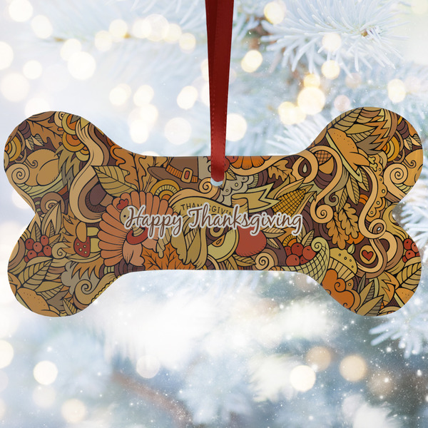 Custom Thanksgiving Ceramic Dog Ornament
