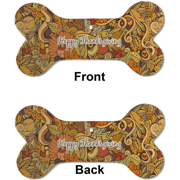 Thanksgiving Ceramic Flat Ornament - Bone Front & Back (APPROVAL)