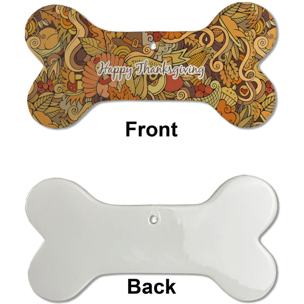 Thanksgiving Ceramic Flat Ornament - Bone Front & Back Single Print (APPROVAL)