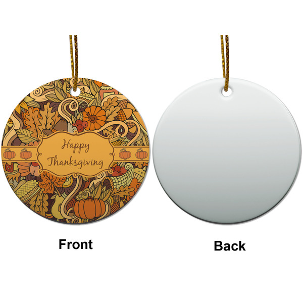 Thanksgiving Ceramic Flat Ornament - Circle Front & Back (APPROVAL)
