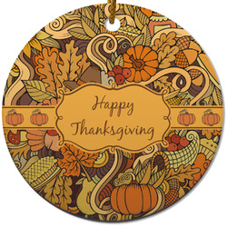 Thanksgiving Round Ceramic Ornament