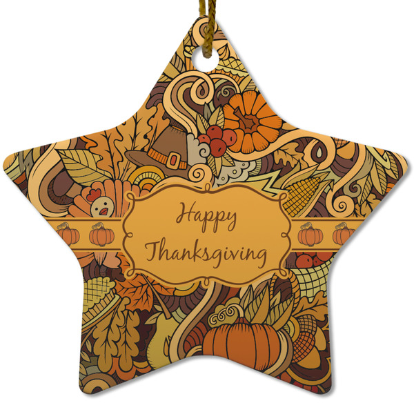 Custom Thanksgiving Star Ceramic Ornament