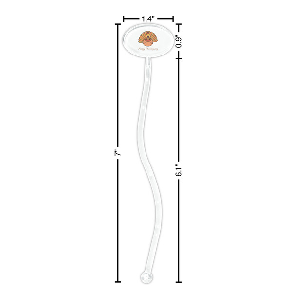 Thanksgiving Clear Plastic 7" Stir Stick - Oval - Dimensions