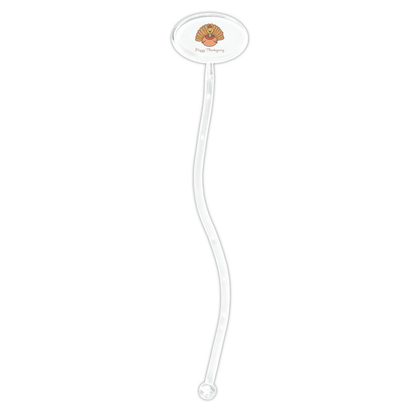 Thanksgiving Clear Plastic 7" Stir Stick - Oval - Single Stick