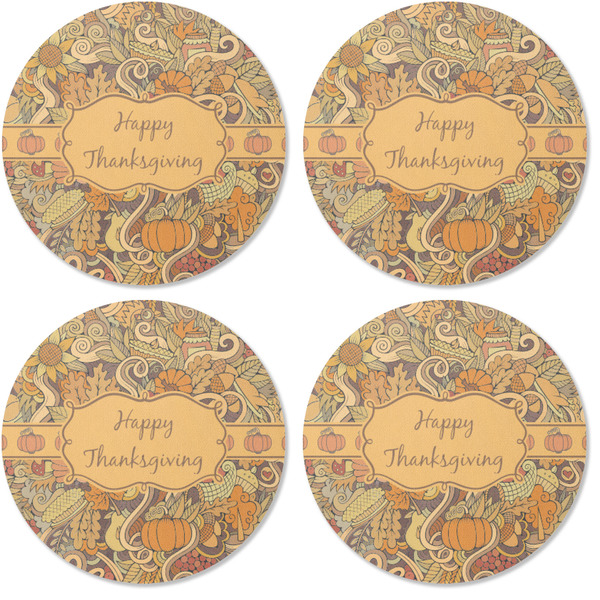 Thanksgiving Coaster Round Rubber Back - Apvl
