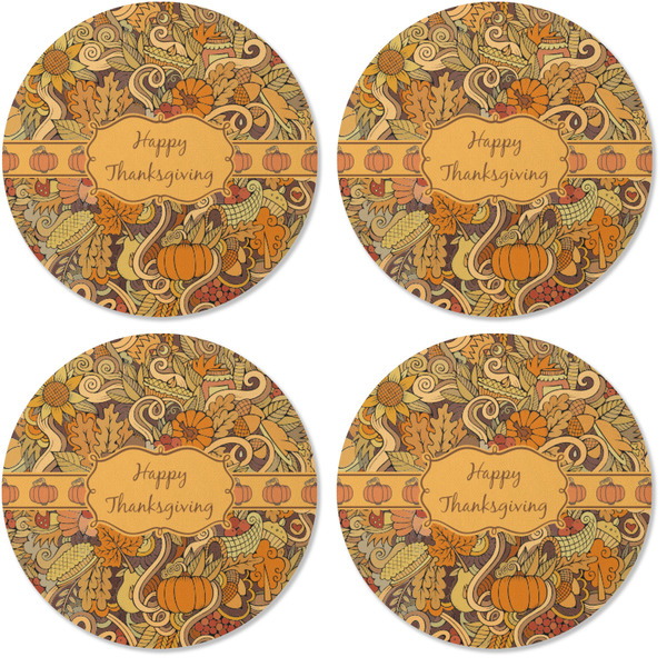 Thanksgiving Coaster Round Rubber Back - Apvl