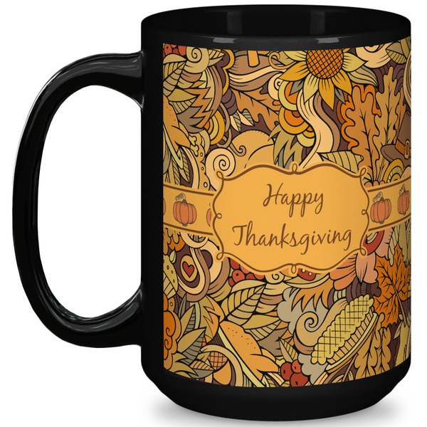 Custom Thanksgiving 15 Oz Coffee Mug - Black