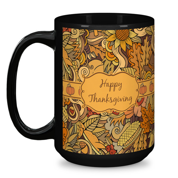 Thanksgiving Coffee Mug - 15 oz - Black