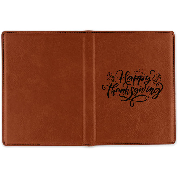 Thanksgiving Cognac Leather Passport Holder Outside Single Sided - Apvl