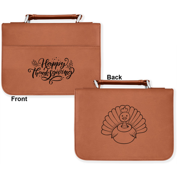 Thanksgiving Cognac Leatherette Bible Covers - Large Double Sided Apvl