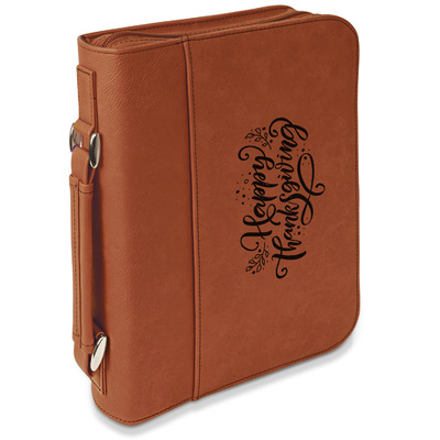 Thanksgiving Leatherette Bible Cover with Handle & Zipper - Small - Single Sided (Personalized)