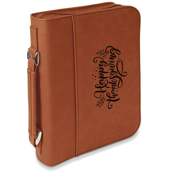 Custom Thanksgiving Leatherette Bible Cover with Handle & Zipper - Small - Single Sided