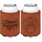 Thanksgiving Cognac Leatherette Can Sleeve - Double Sided Front and Back
