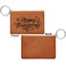 Thanksgiving Cognac Leatherette Keychain ID Holders - Front Apvl