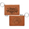 Thanksgiving Cognac Leatherette Keychain ID Holders - Front and Back Apvl