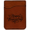 Thanksgiving Cognac Leatherette Phone Wallet close up