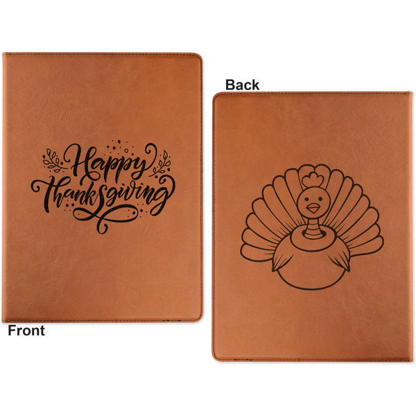 Thanksgiving Cognac Leatherette Portfolios with Notepad - Large - Double Sided - Apvl