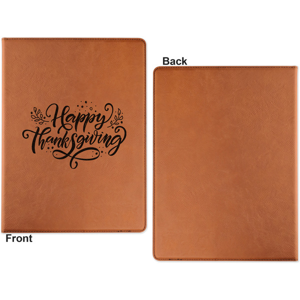 Thanksgiving Cognac Leatherette Portfolios with Notepad - Large - Single Sided - Apvl