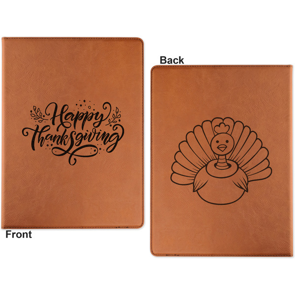 Thanksgiving Cognac Leatherette Portfolios with Notepad - Small - Double Sided- Apvl