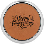 Thanksgiving Set of 4 Leatherette Round Coasters w/ Silver Edge