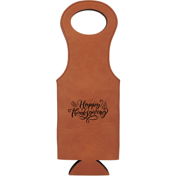 Custom Thanksgiving Leatherette Wine Tote - Double Sided