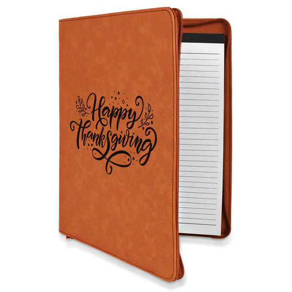 Custom Thanksgiving Leatherette Zipper Portfolio with Notepad - Single Sided