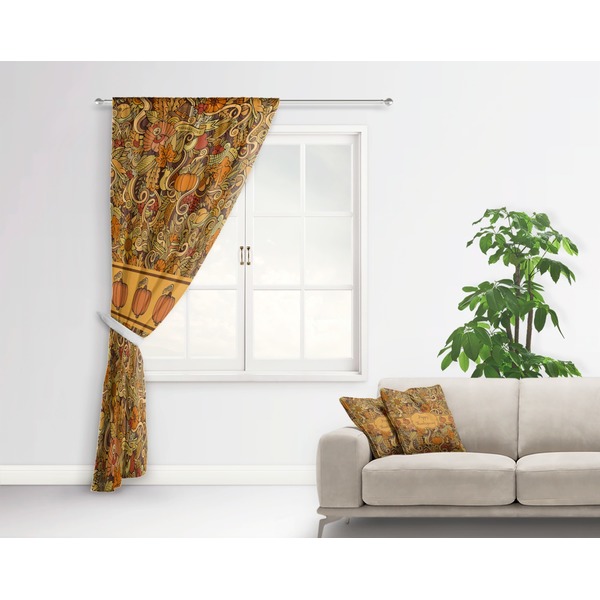 Thanksgiving Curtain With Window and Rod - in Room Matching Pillow