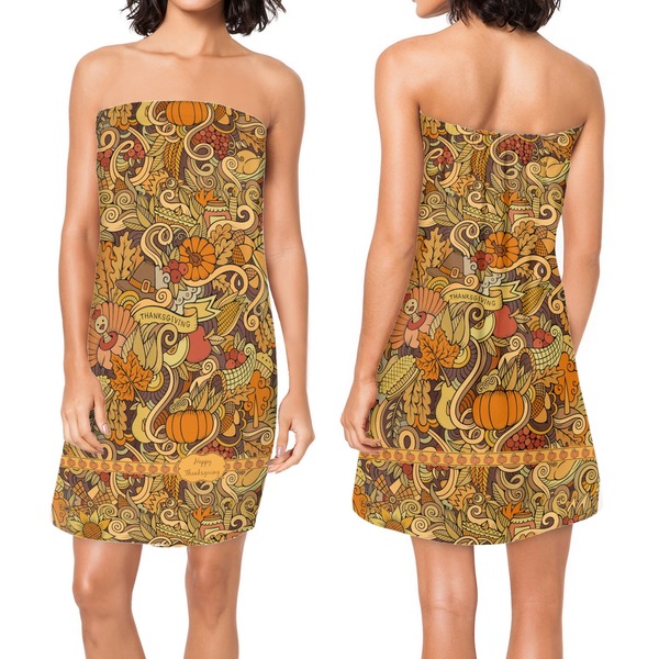 Thanksgiving Custom Bath Wrap - Front & Back View