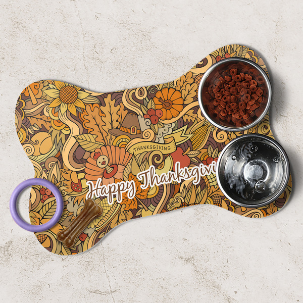Thanksgiving Dog Bone Shaped Mat Lifestyle
